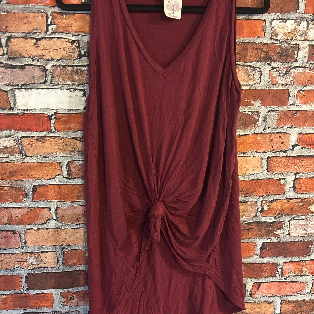 Freeloader Burgundy Twist Front Tank Top
